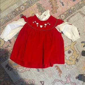 Red Dress with Heart and Floral Embroidery